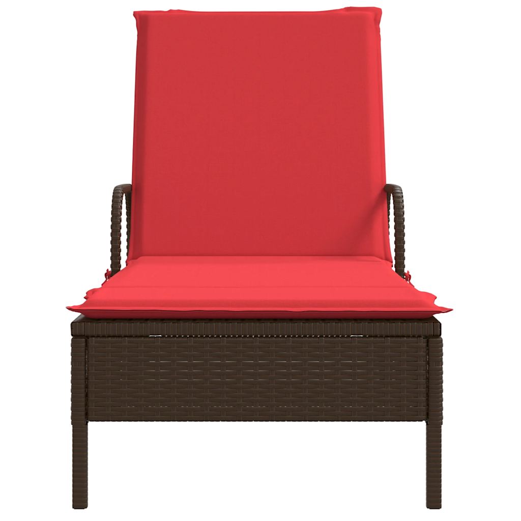 liggestol med hjul og hynder brun polyrattan