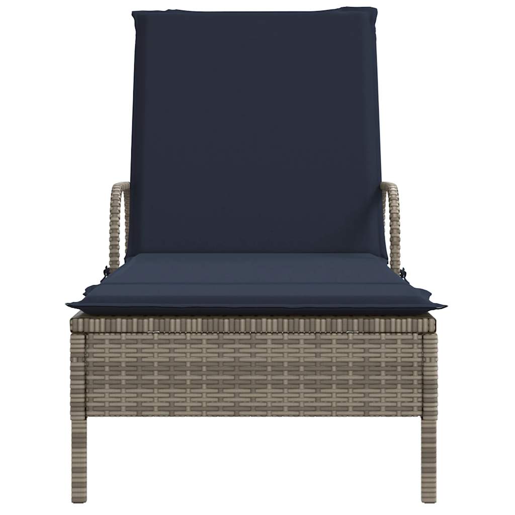 liggestol med hjul og hynder grå polyrattan