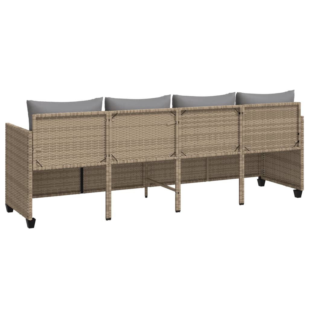 loungesofa med hynder polyrattan beige