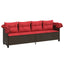 loungesofa med baldakin og hynder polyrattan brun