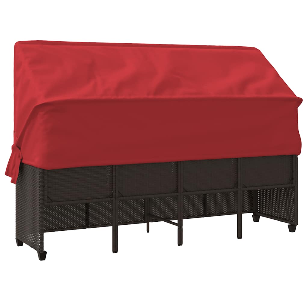 loungesofa med baldakin og hynder polyrattan brun