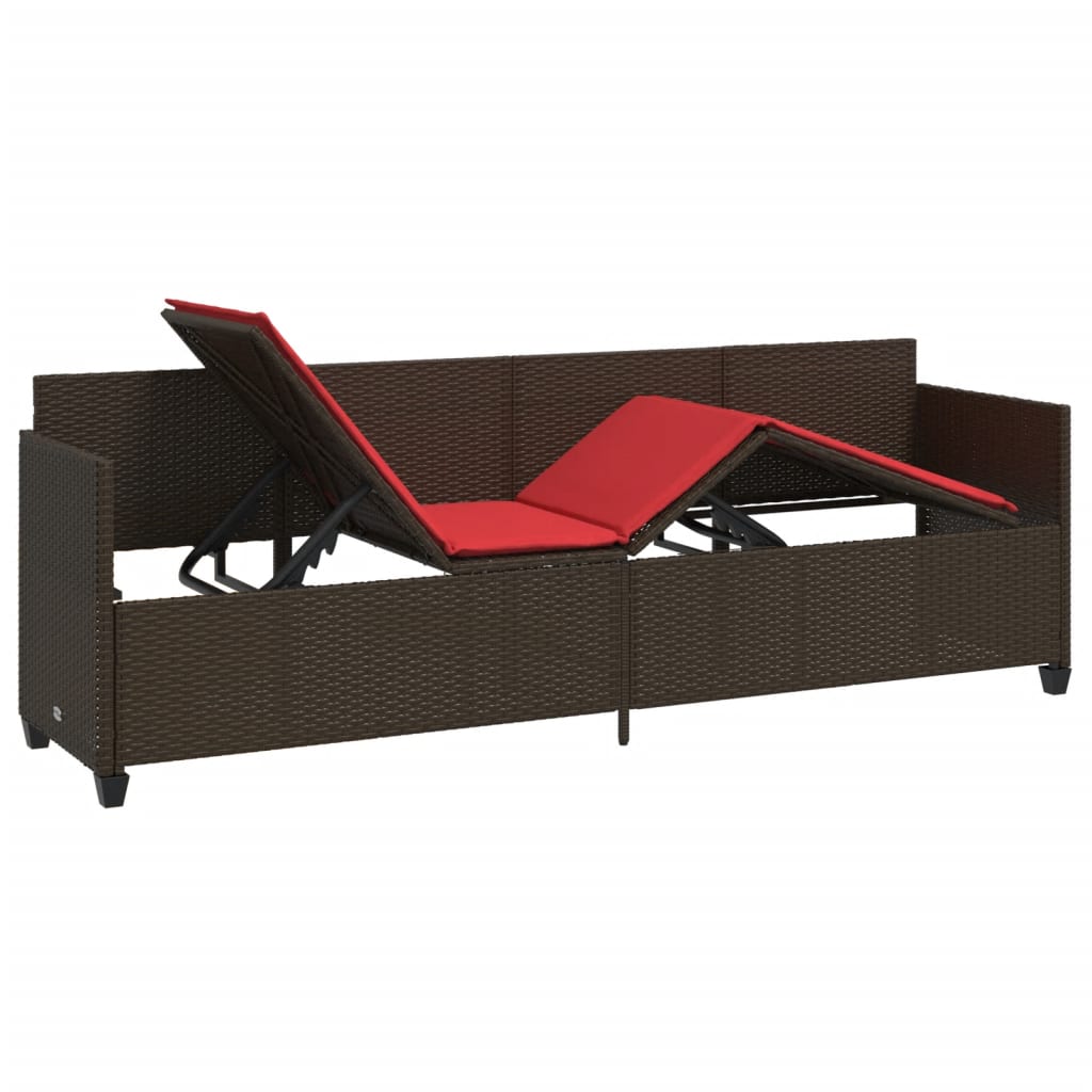 loungesofa med hynder polyrattan brun