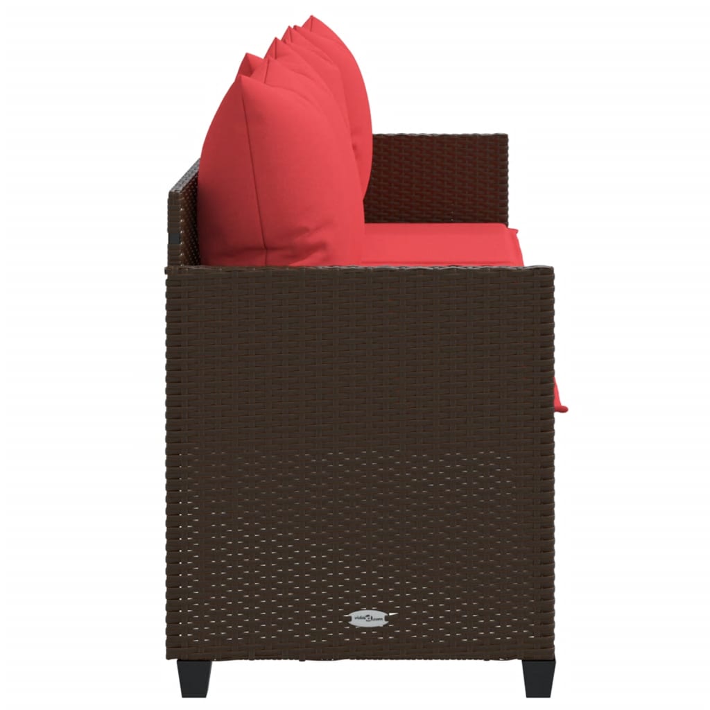 loungesofa med hynder polyrattan brun