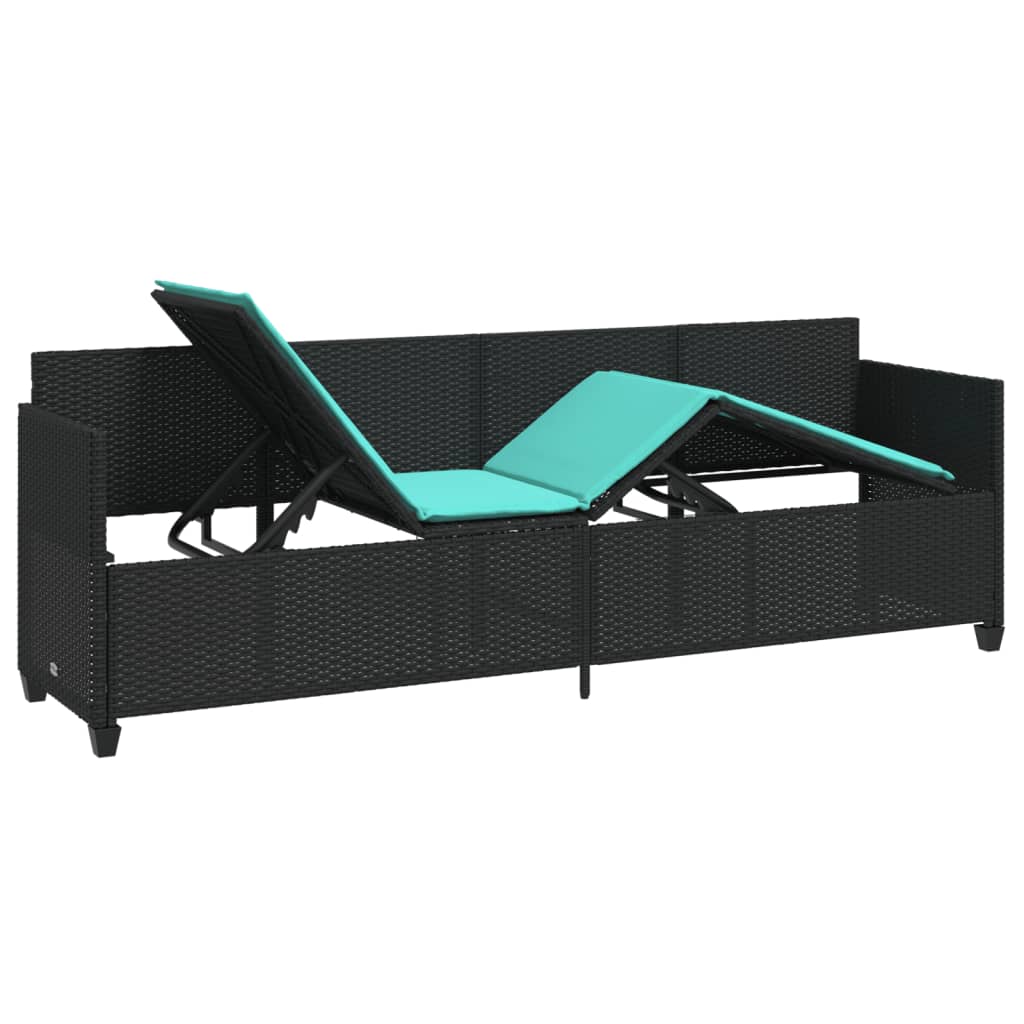 loungesofa med hynder polyrattan sort