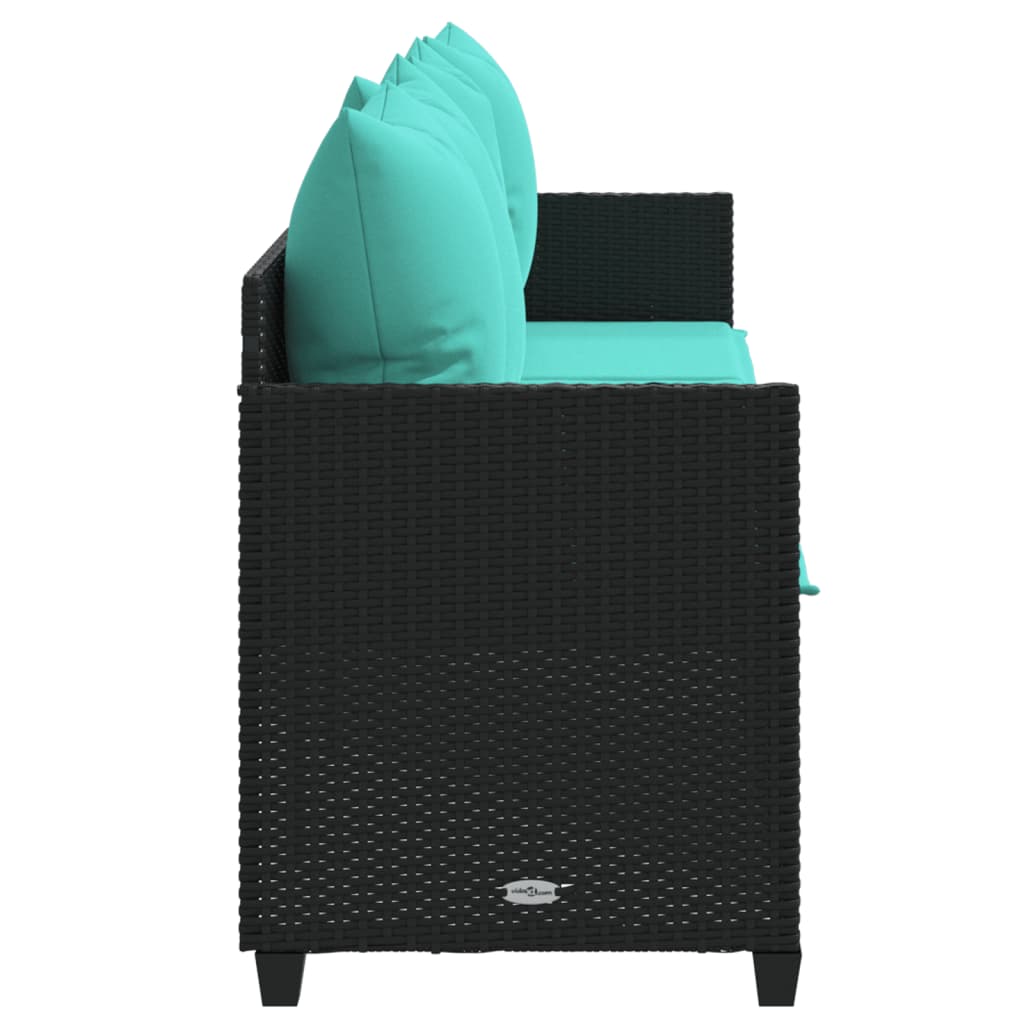 loungesofa med hynder polyrattan sort