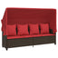 loungesofa med baldakin og hynder polyrattan brun