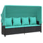 loungesofa med baldakin og hynder polyrattan sort
