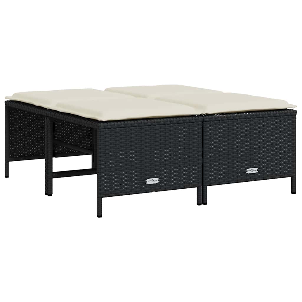 haveskamler 4 stk. med hynder polyrattan sort