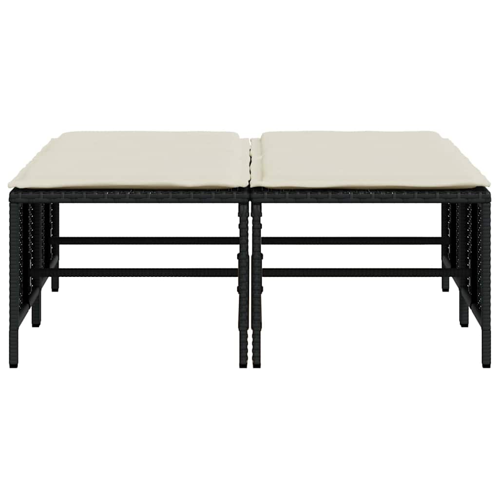 haveskamler 4 stk. med hynder polyrattan sort