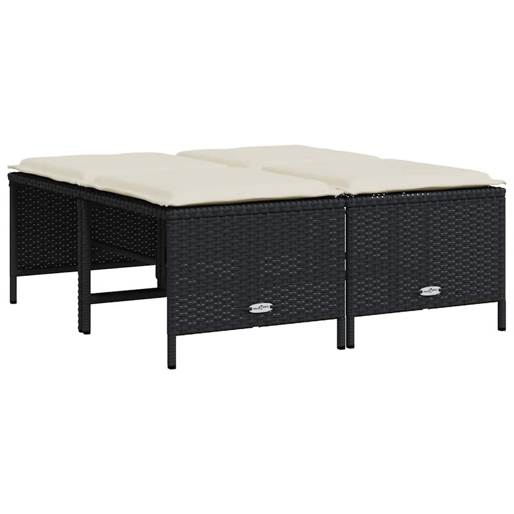 haveskamler 4 stk. med hynder polyrattan sort