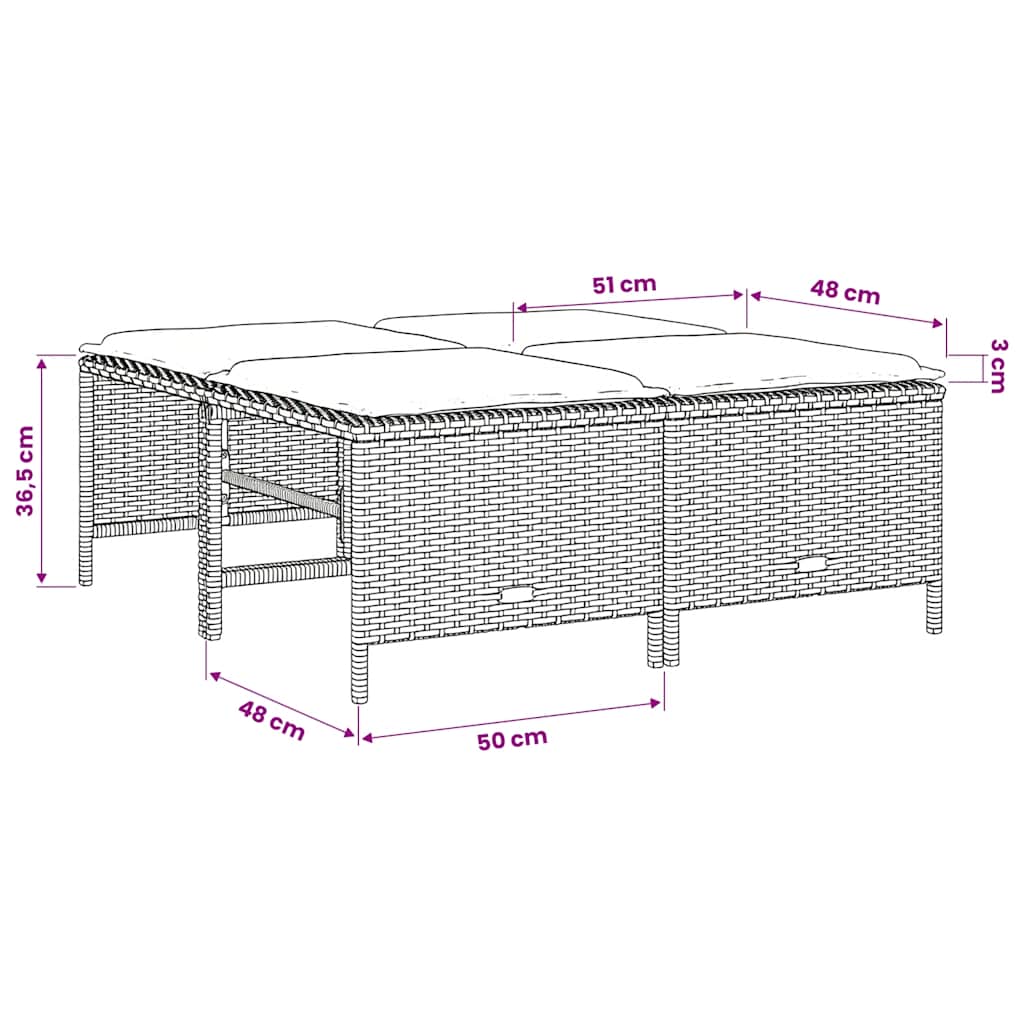haveskamler 4 stk. med hynder polyrattan sort