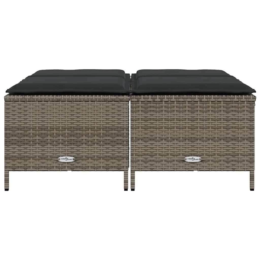haveskamler 4 stk. med hynder polyrattan grå