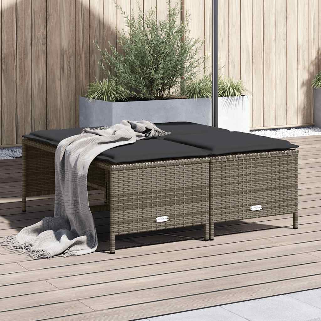 haveskamler 4 stk. med hynder polyrattan grå