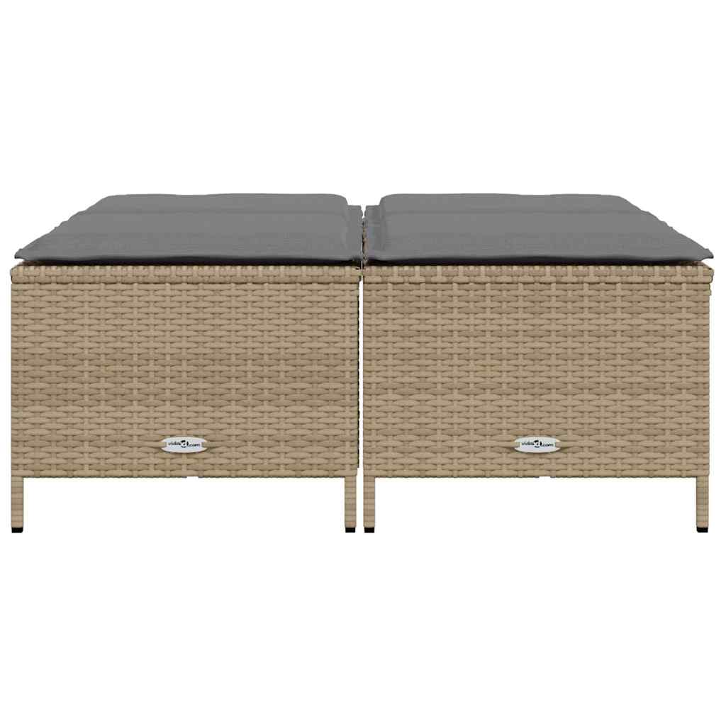 haveskamler 4 stk. med hynder polyrattan beige