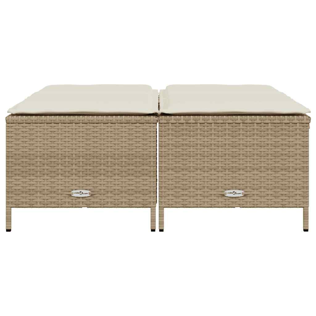haveskamler 4 stk. med hynder polyrattan beige