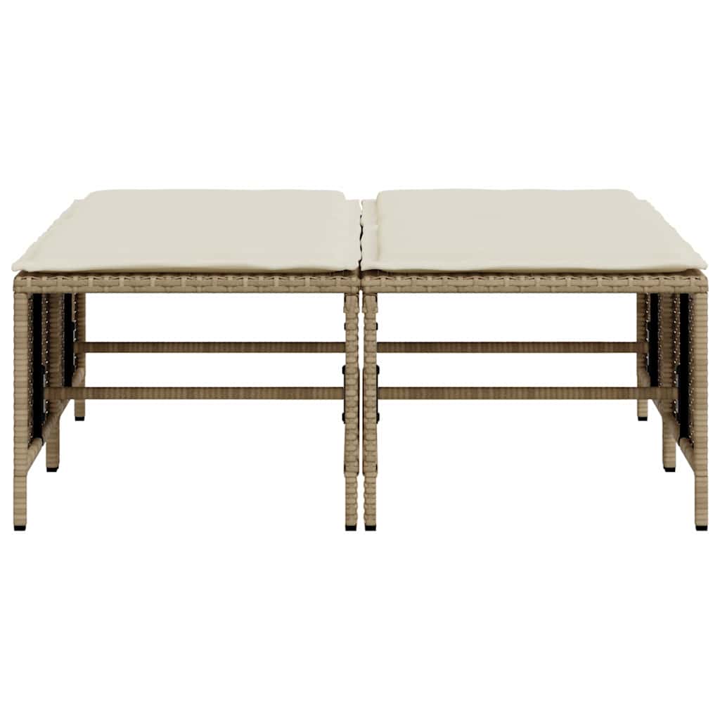 haveskamler 4 stk. med hynder polyrattan beige