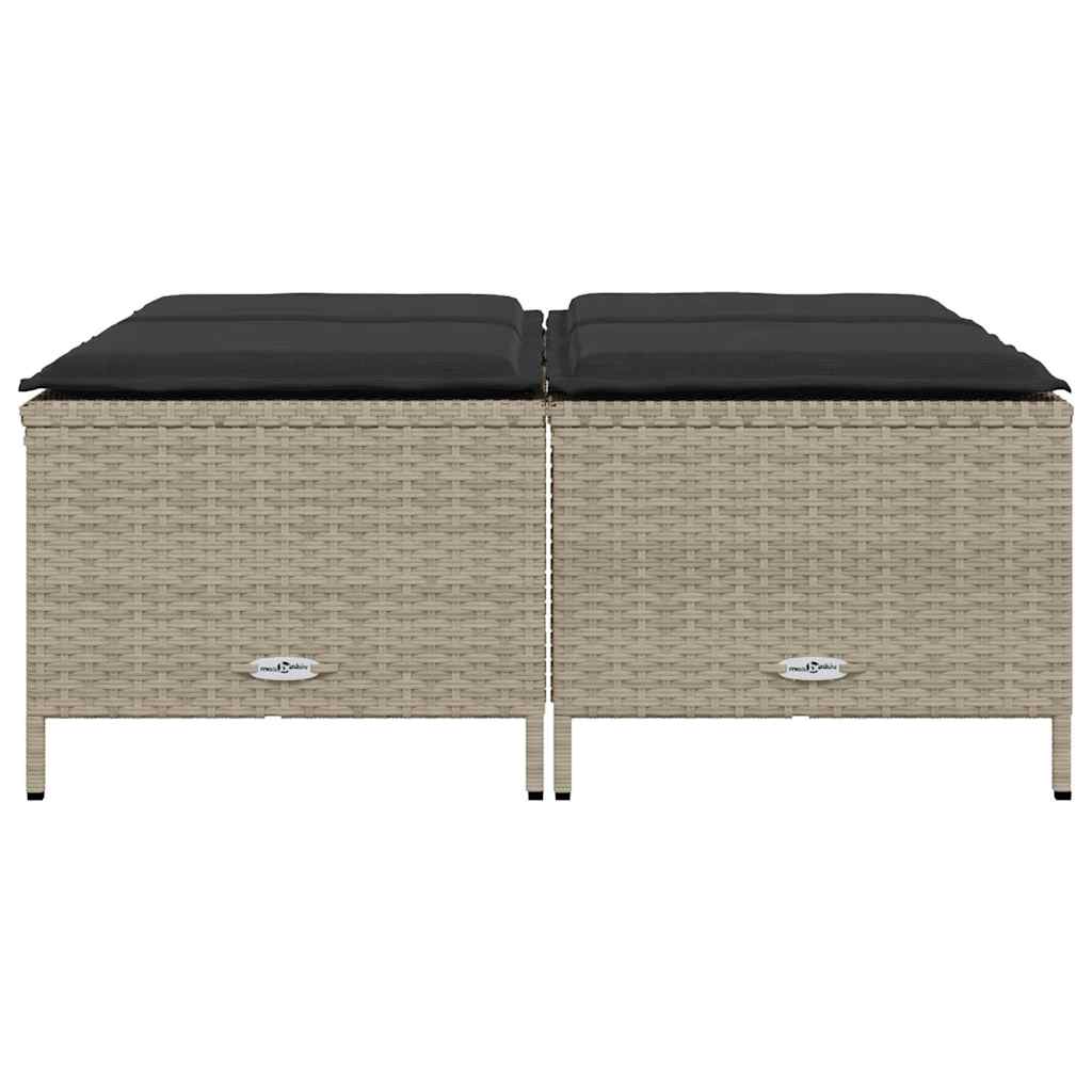 haveskamler 4 stk. med hynder polyrattan lysegrå