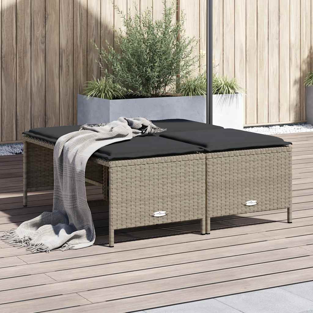 haveskamler 4 stk. med hynder polyrattan lysegrå