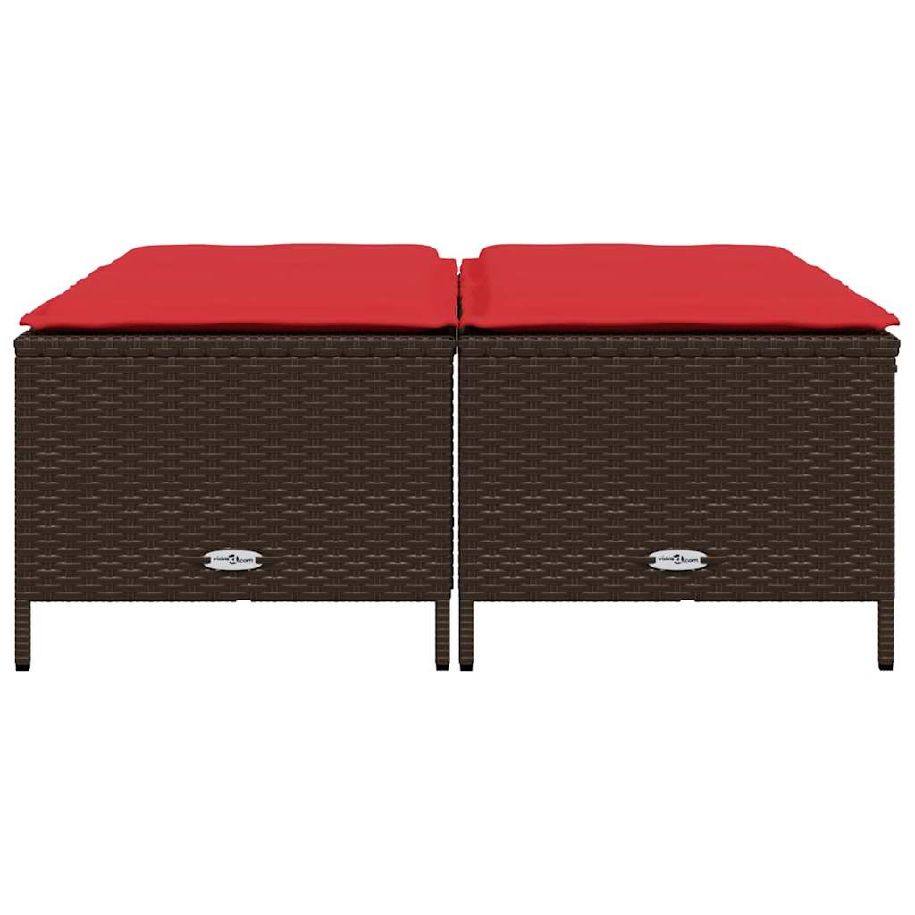 haveskamler med hynder 4 stk. brun polyrattan