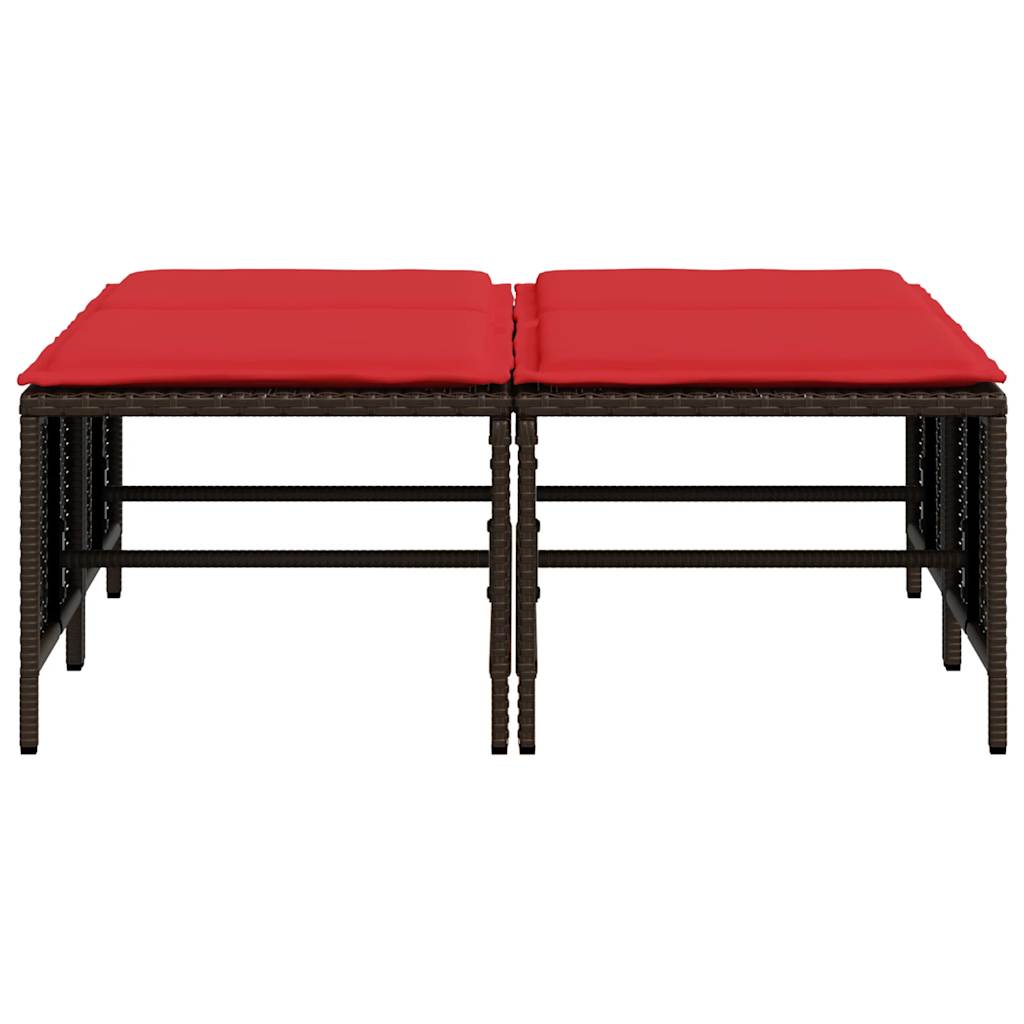 haveskamler med hynder 4 stk. brun polyrattan