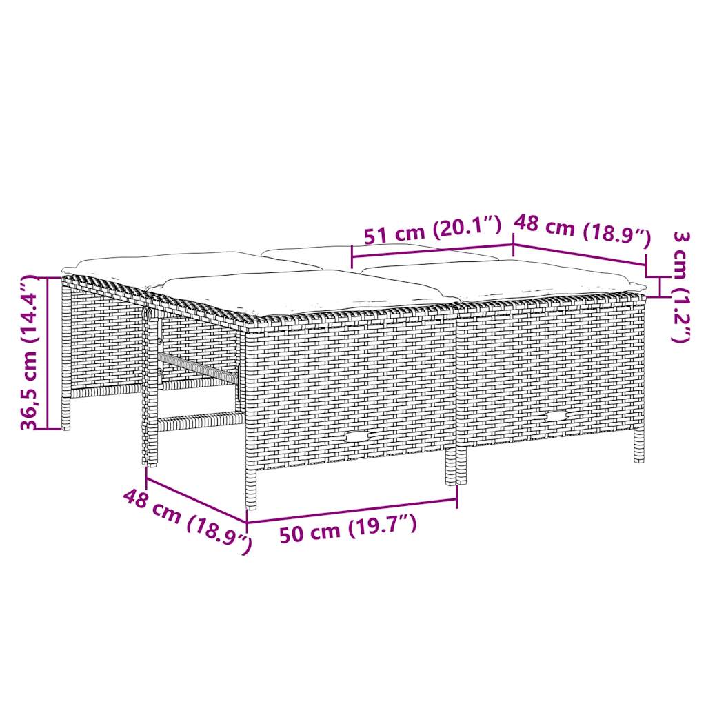 haveskamler med hynder 4 stk. brun polyrattan