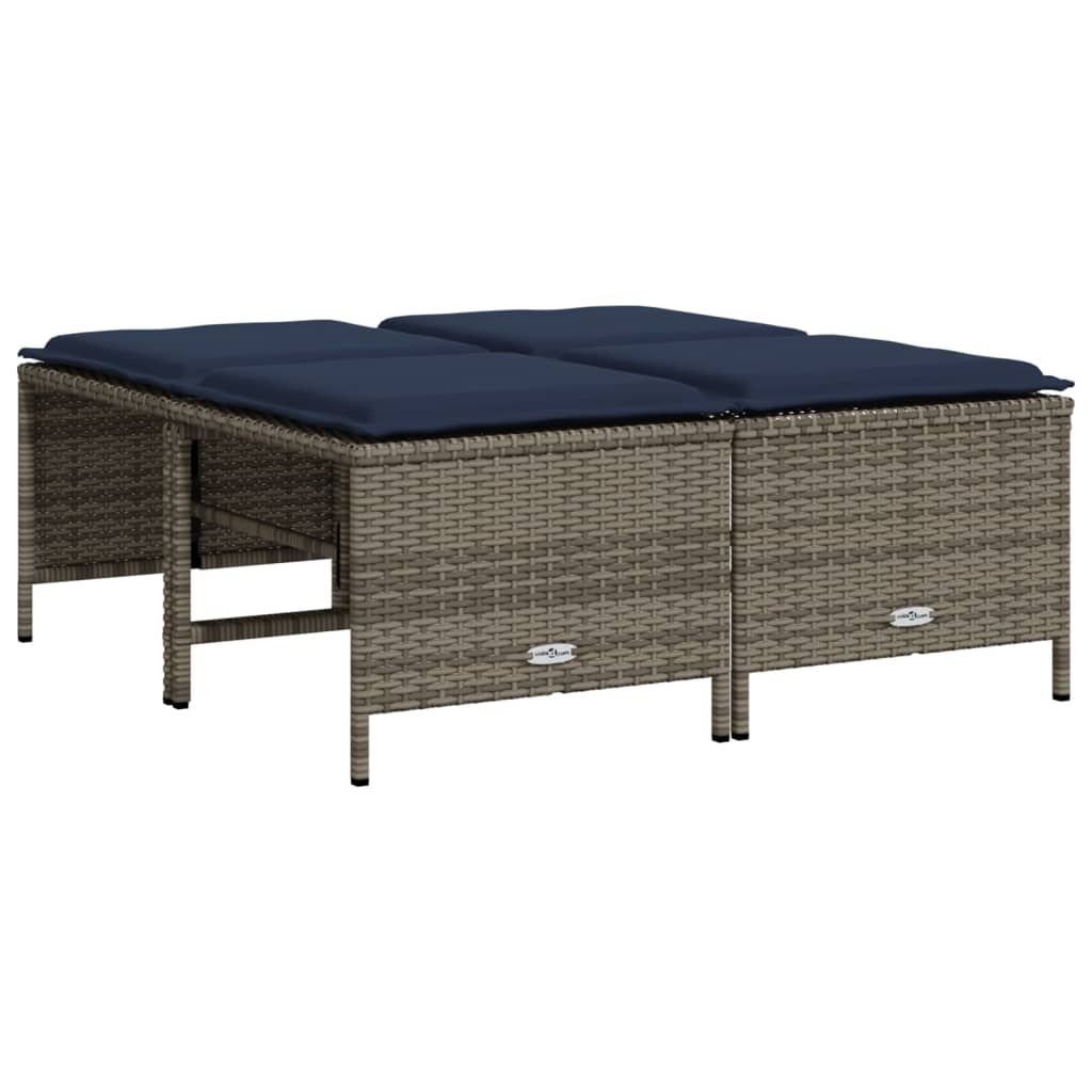 haveskamler med hynder 4 stk. grå polyrattan