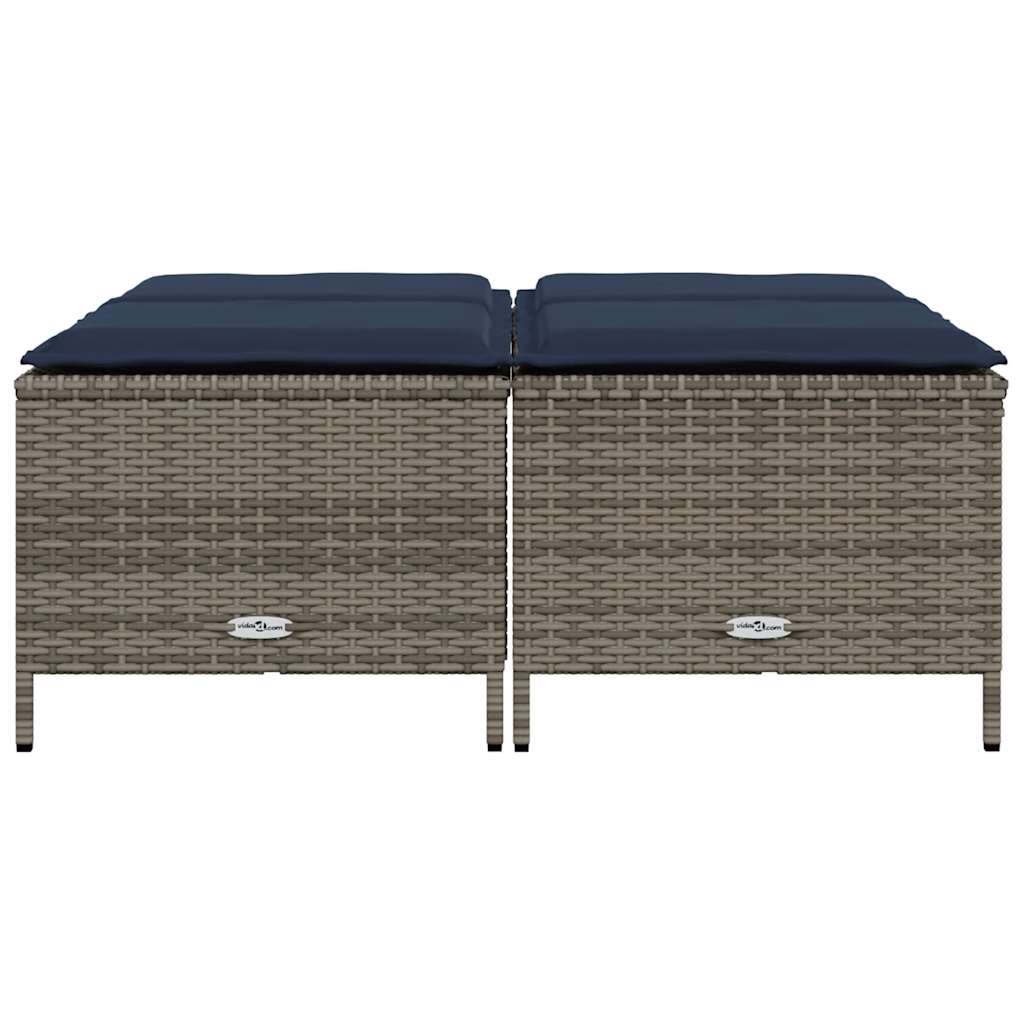 haveskamler med hynder 4 stk. grå polyrattan