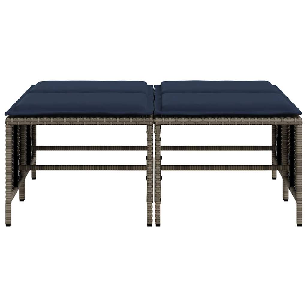 haveskamler med hynder 4 stk. grå polyrattan