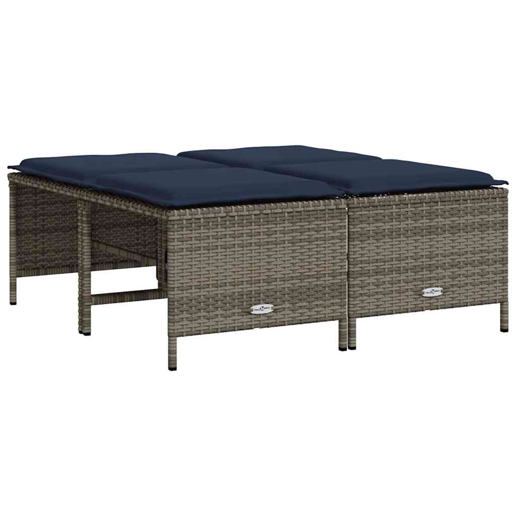 haveskamler med hynder 4 stk. grå polyrattan