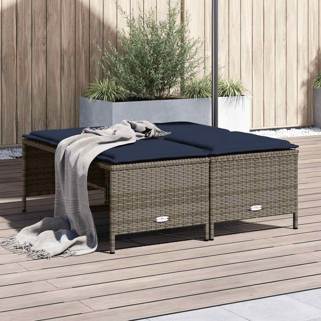 haveskamler med hynder 4 stk. grå polyrattan