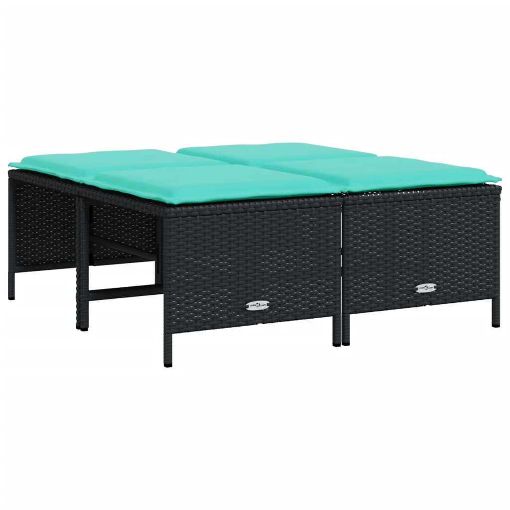 haveskamler med hynder 4 stk. sort polyrattan