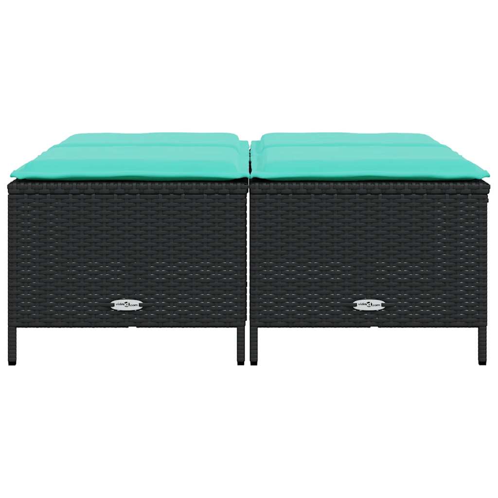 haveskamler med hynder 4 stk. sort polyrattan