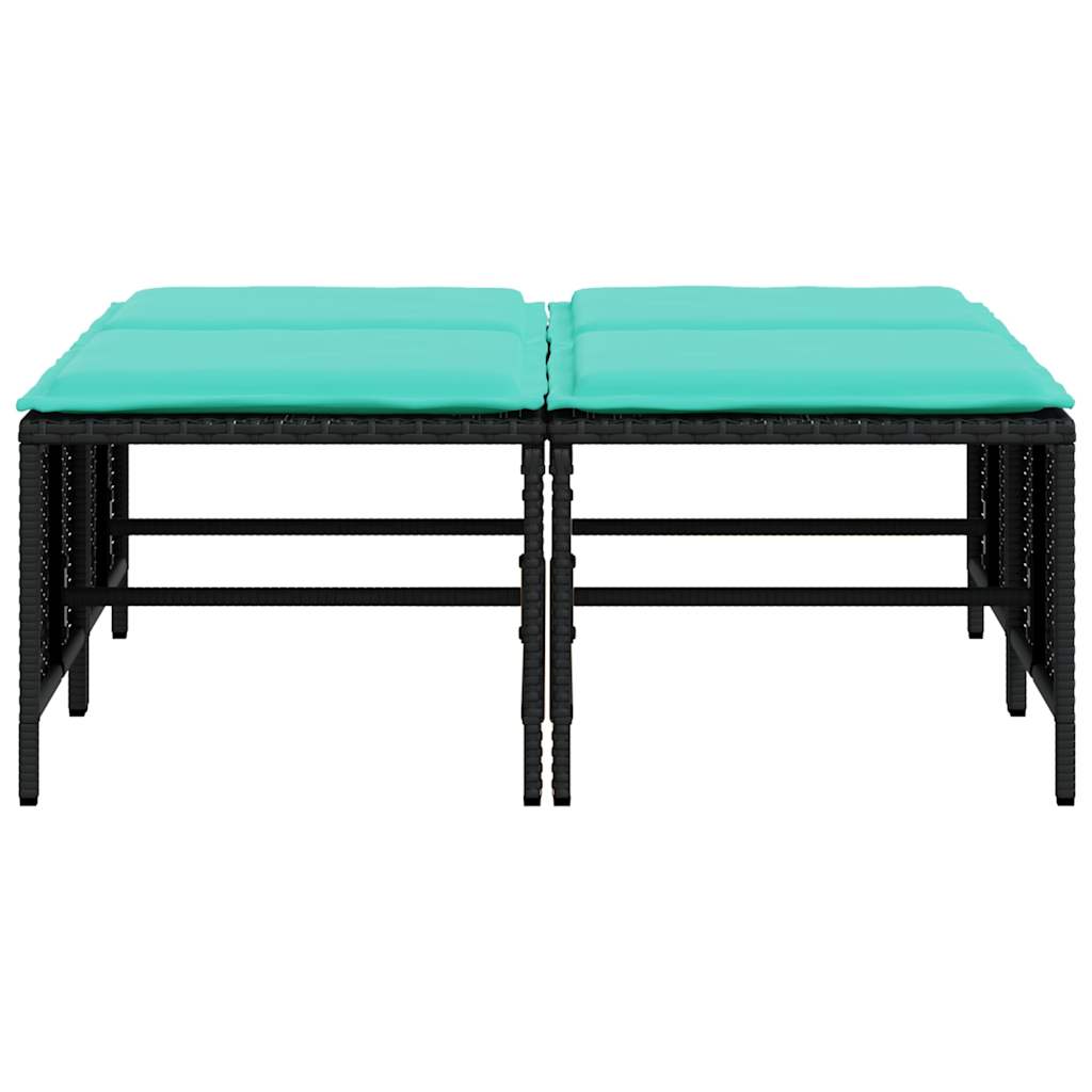 haveskamler med hynder 4 stk. sort polyrattan