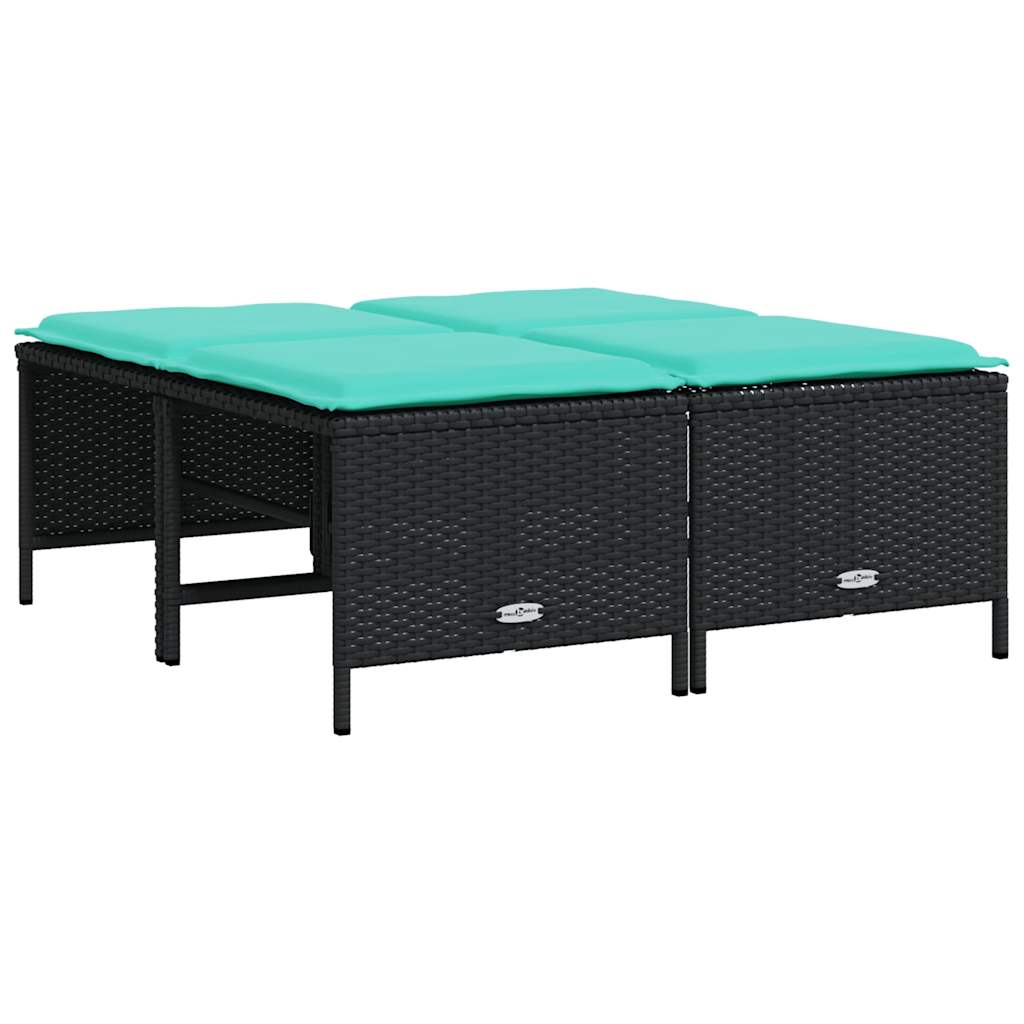 haveskamler med hynder 4 stk. sort polyrattan