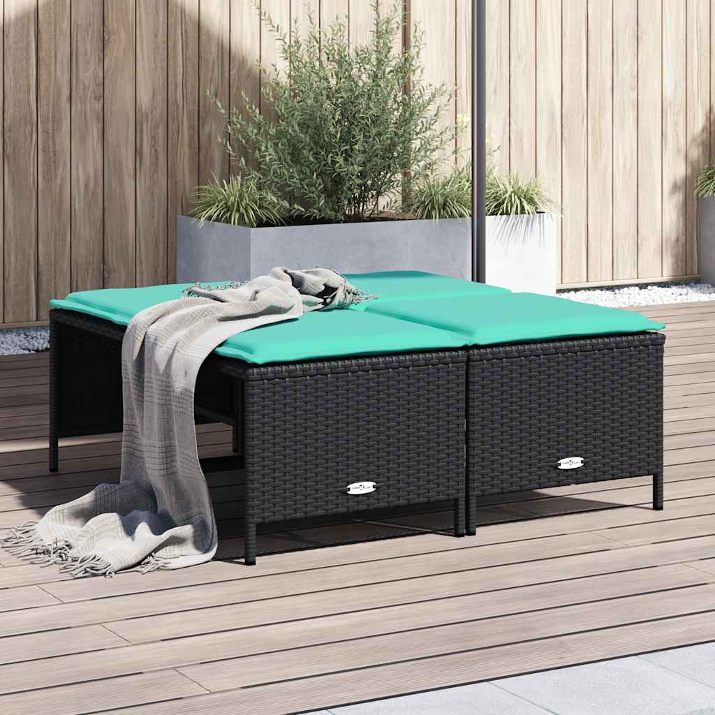 haveskamler med hynder 4 stk. sort polyrattan