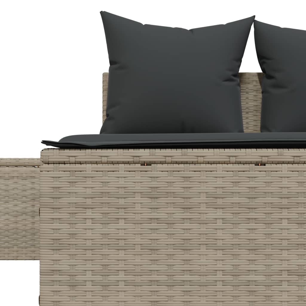 solseng med hynder polyrattan lysegrå