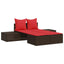 dobbelt liggestol med hynder brun polyrattan