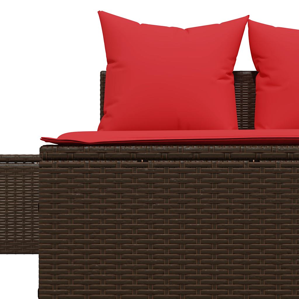 dobbelt liggestol med hynder brun polyrattan