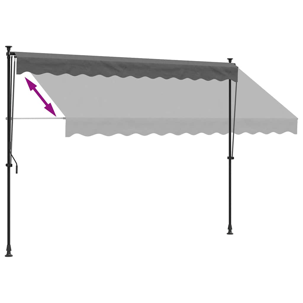 markise 300x150 cm sammenrullelig stof og stål antracitgrå