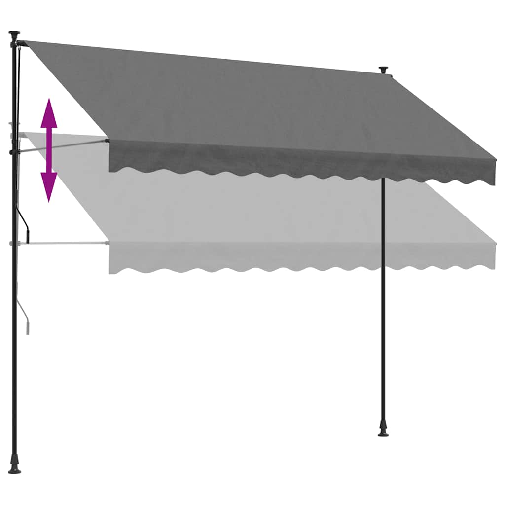markise 300x150 cm sammenrullelig stof og stål antracitgrå