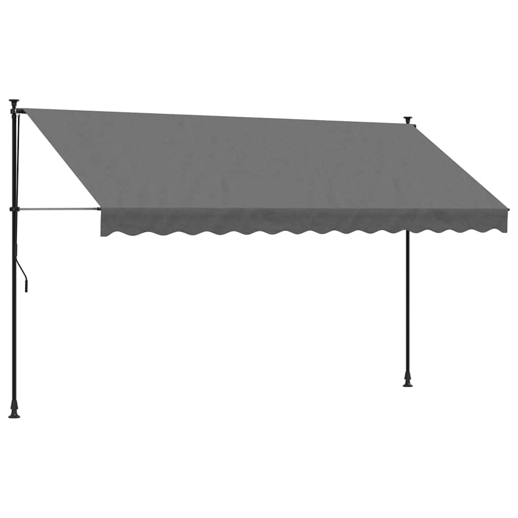 markise 350x150 cm sammenrullelig stof og stål antracitgrå