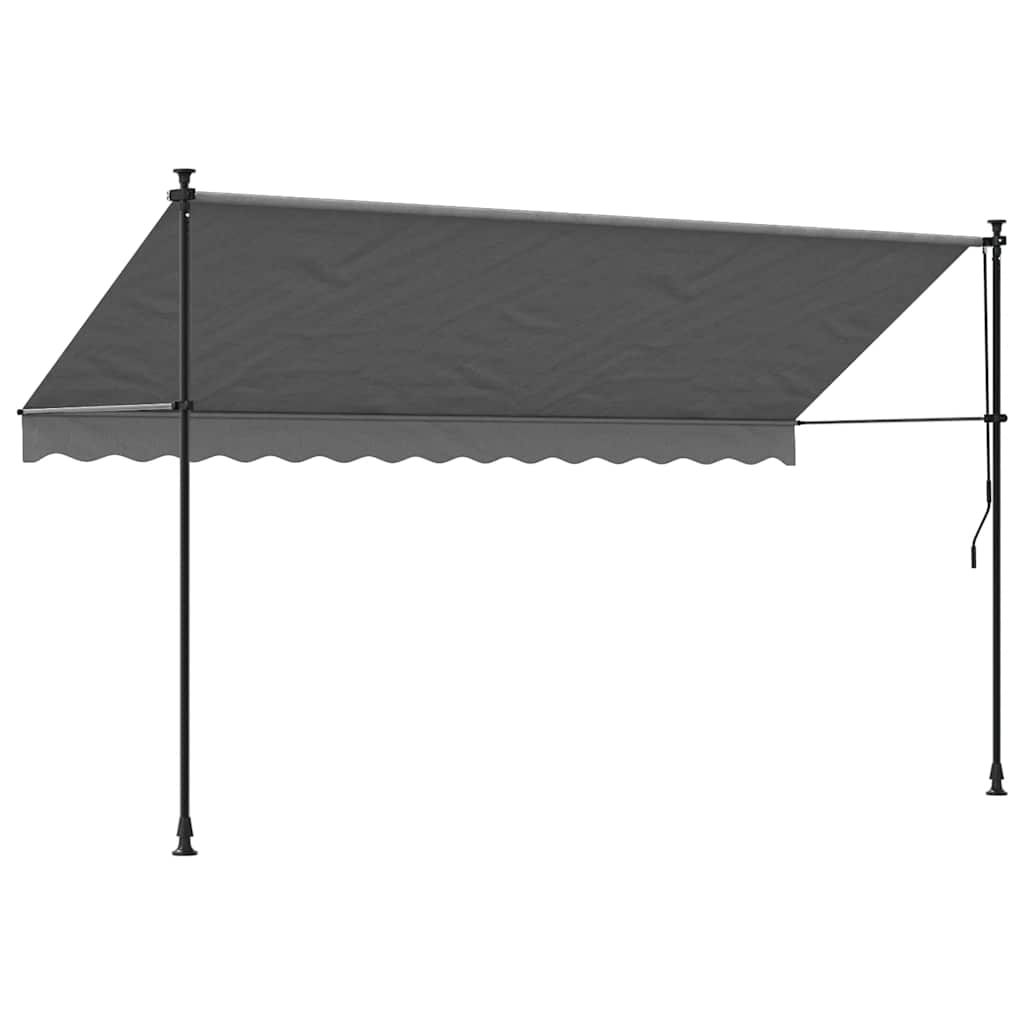 markise 350x150 cm sammenrullelig stof og stål antracitgrå