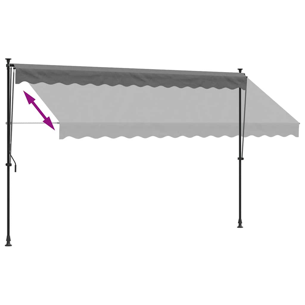 markise 350x150 cm sammenrullelig stof og stål antracitgrå
