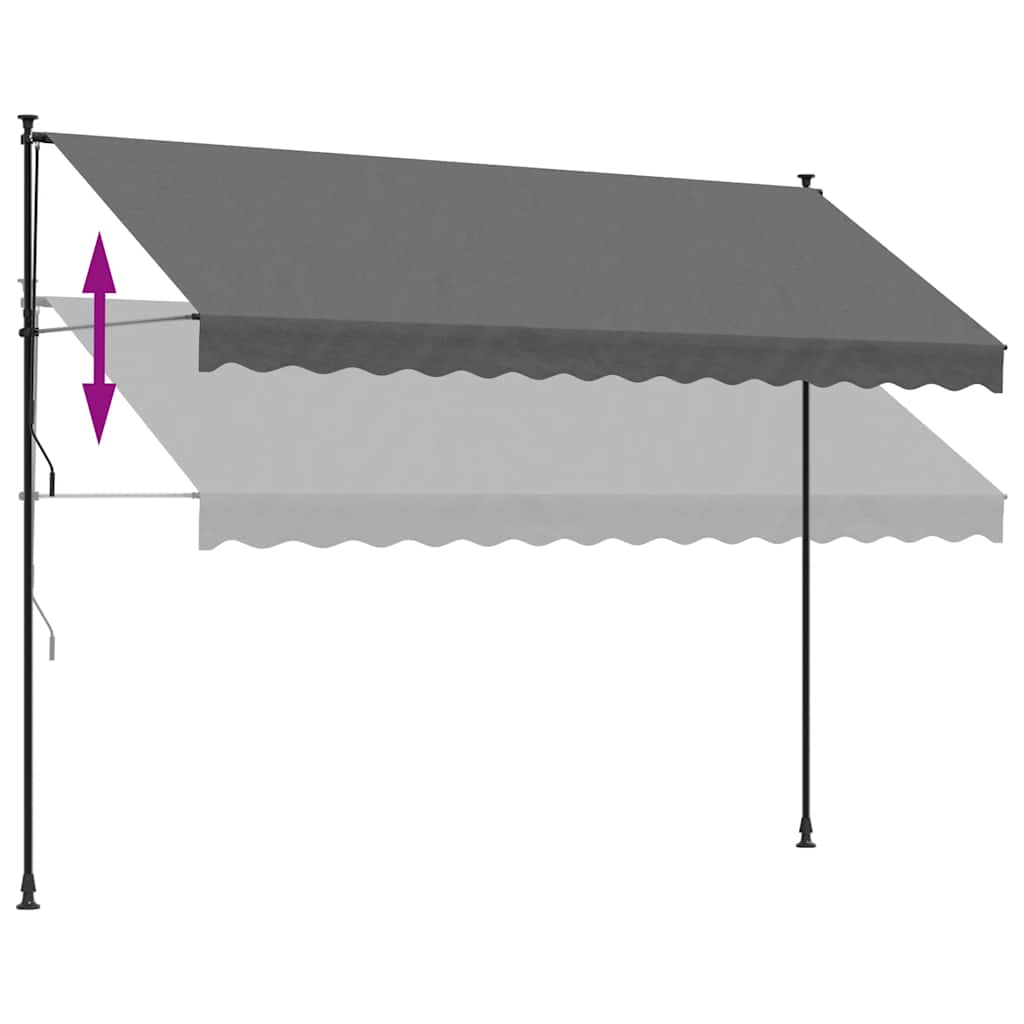 markise 350x150 cm sammenrullelig stof og stål antracitgrå