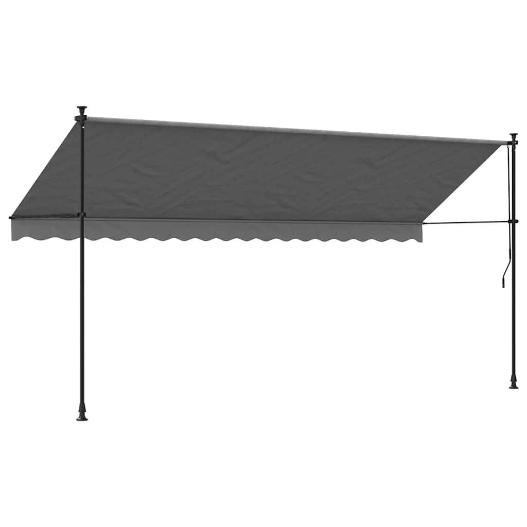 markise 400x150 cm sammenrullelig stof og stål antracitgrå