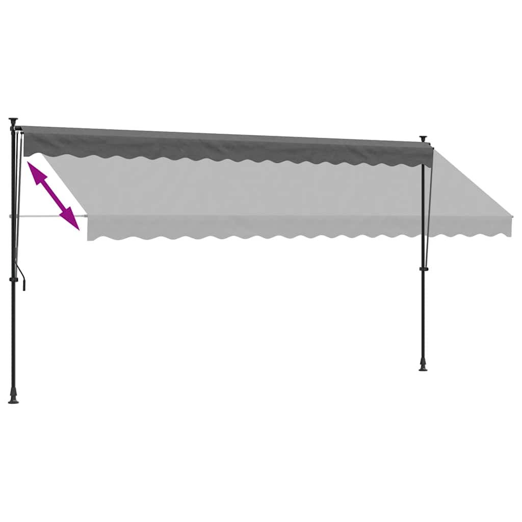 markise 400x150 cm sammenrullelig stof og stål antracitgrå