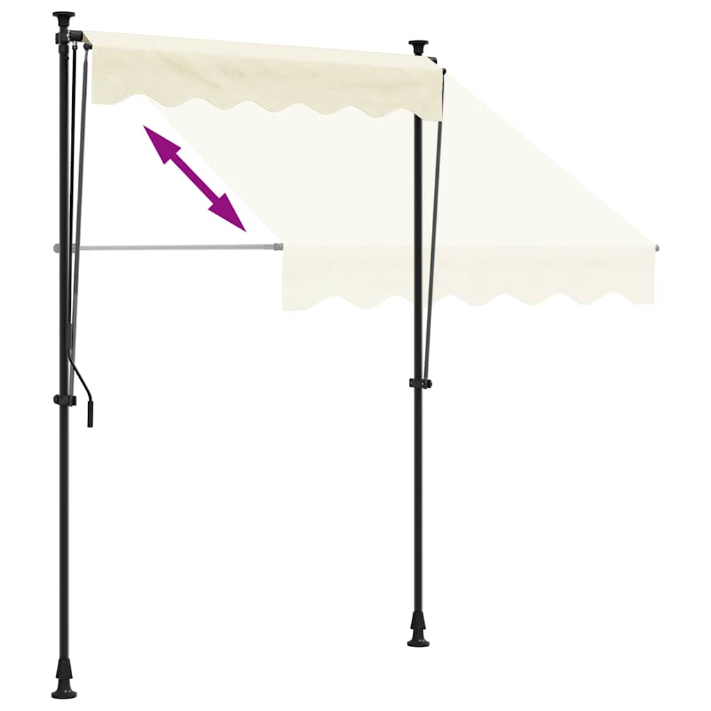 markise 200x115 cm sammenrullelig stof og stål cremefarvet