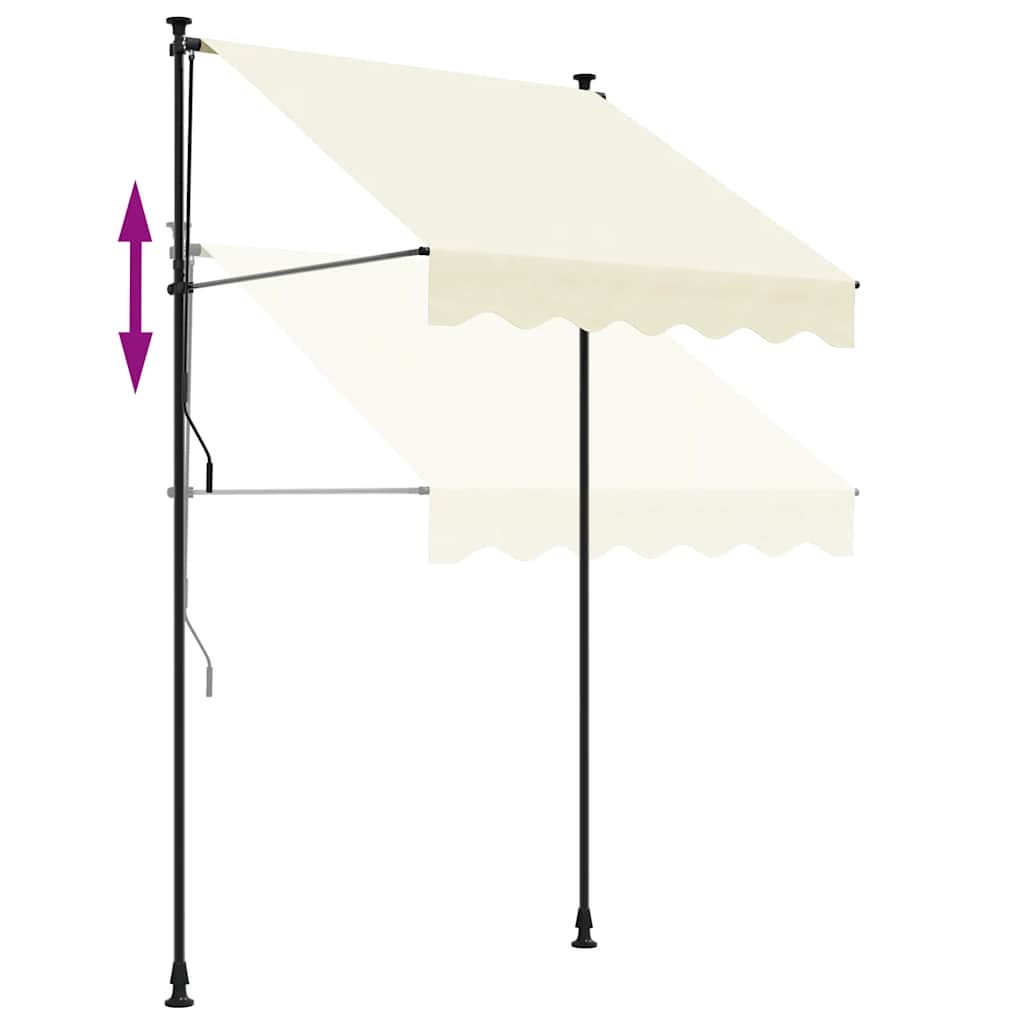 markise 200x115 cm sammenrullelig stof og stål cremefarvet