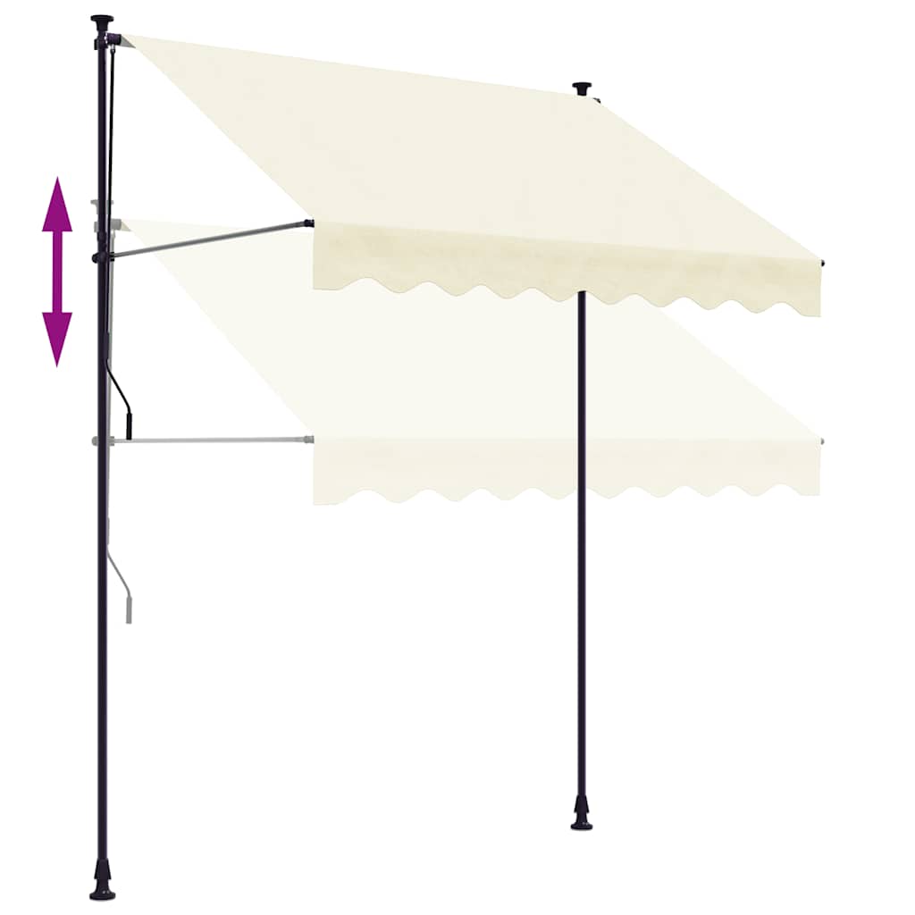 markise 250x150 cm sammenrullelig stof og stål cremefarvet
