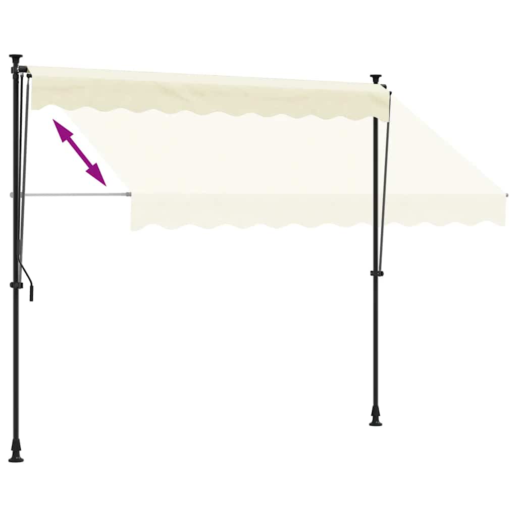 markise 300x150 cm sammenrullelig stof og stål cremefarvet